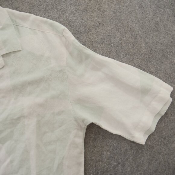 Topman Shirt Mens Medium Green Button Up Linen Long Sleeve Geometric Print - Picture 3 of 16